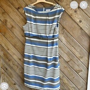 Calvin Klein Striped Blue and White Dress (belt NOT included)